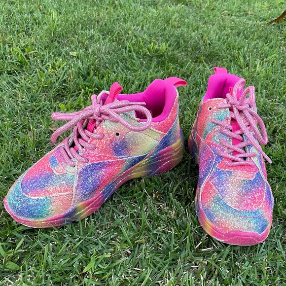 Girls Steve Madden Glitter Colorful Sneaker 3 - Picture 8 of 8